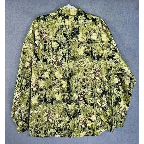 Field Tested Outdoor Life Shirt Mens 2XL Green Camo Whitetail Deer Long Sleeve - Picture 4 of 7